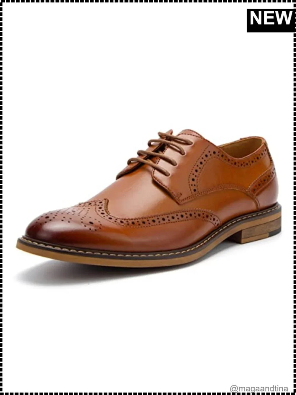 Men's Wingtip Lace-Up Leather Oxford Dress Shoes Classic Formal